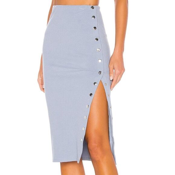 Privacy Please Flora Midi Skirt in Steel Blue NWOT Size Small